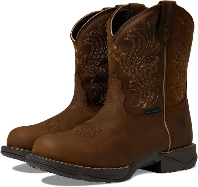 Ковбойские сапоги Anthem Round Toe Shortie Waterproof Western Boot Ariat, цвет Glazed Brown