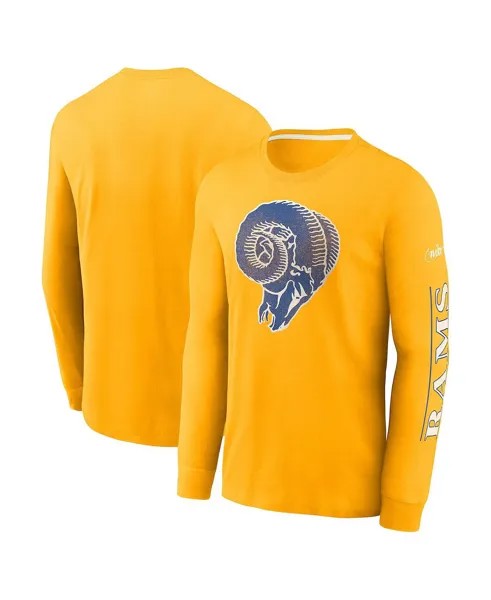 Мужская золотая футболка Los Angeles Rams Fashion Tri-Blend с длинным рукавом Nike