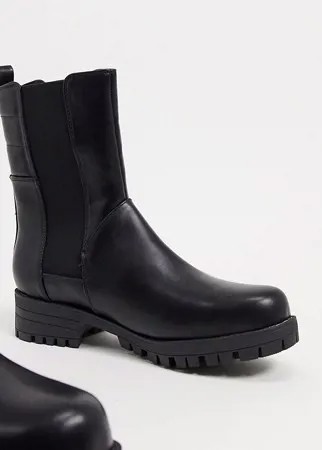 Черные ботинки на плоской платформе для широкой стопы RAID Wide Fit Julia-Черный