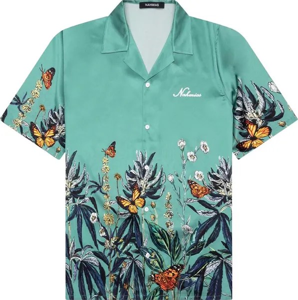 Рубашка Nahmias Botanical Silk Short-Sleeve 'Ocean', синий