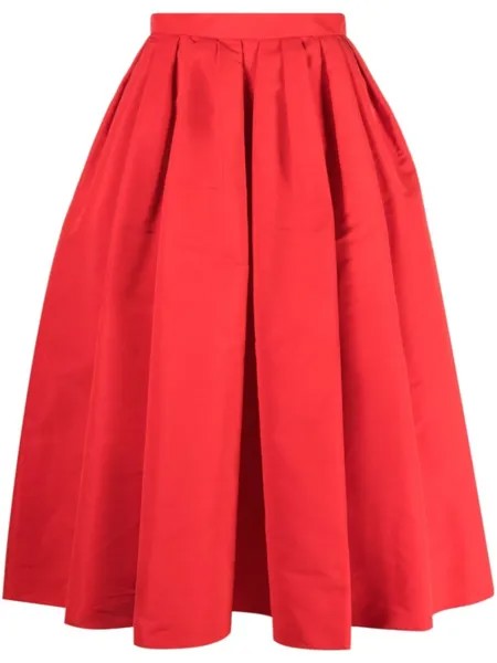 Alexander McQueen юбка миди со складками, красный
