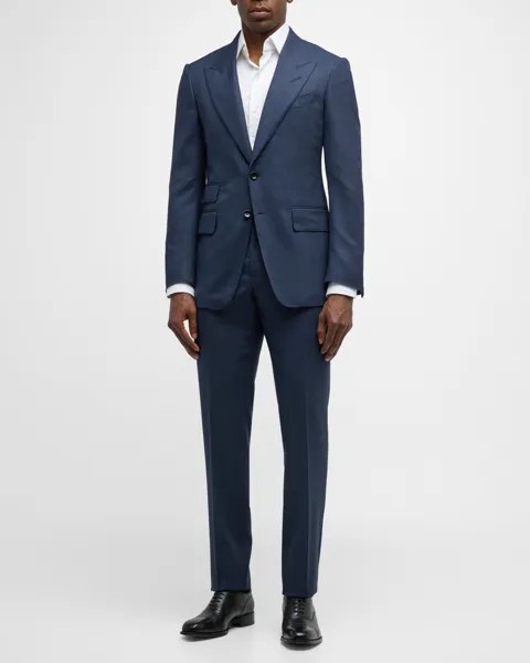 Мужской костюм из эластичной кожи Shelton Sharkskin TOM FORD, цвет Denim Blue