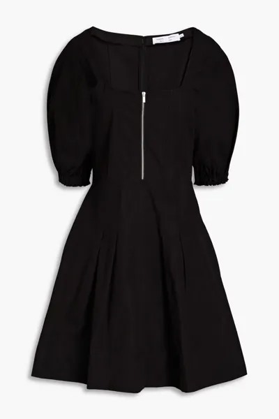 Плиссированное мини-платье из хлопка и льна Proenza Schouler, черный