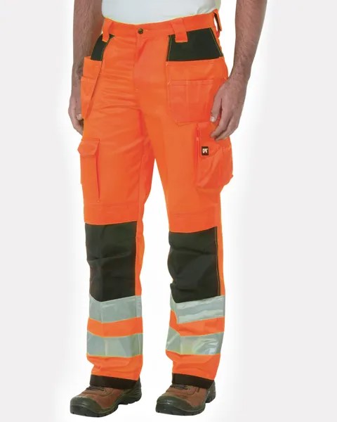 Мужские рабочие брюки Hi-Vis CAT, оранжевый/черный