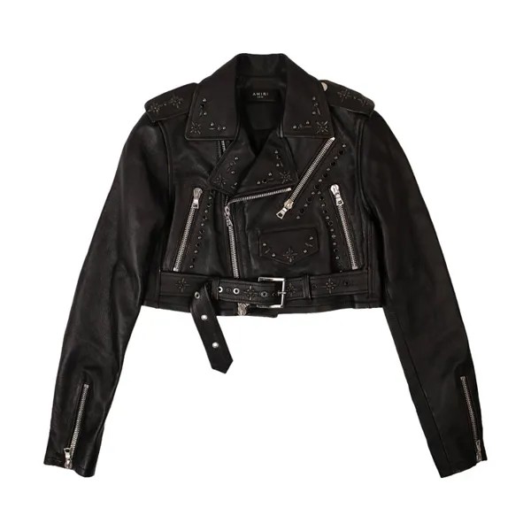 Куртка Amiri Leather Studded Cropped 'Black', черный