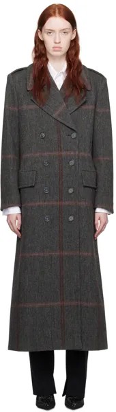 Серое длинное пальто Stella McCartney