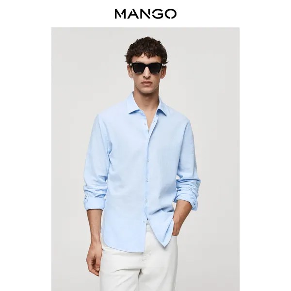 Мужская рубашка Mango в деловом стиле, светло-голубой