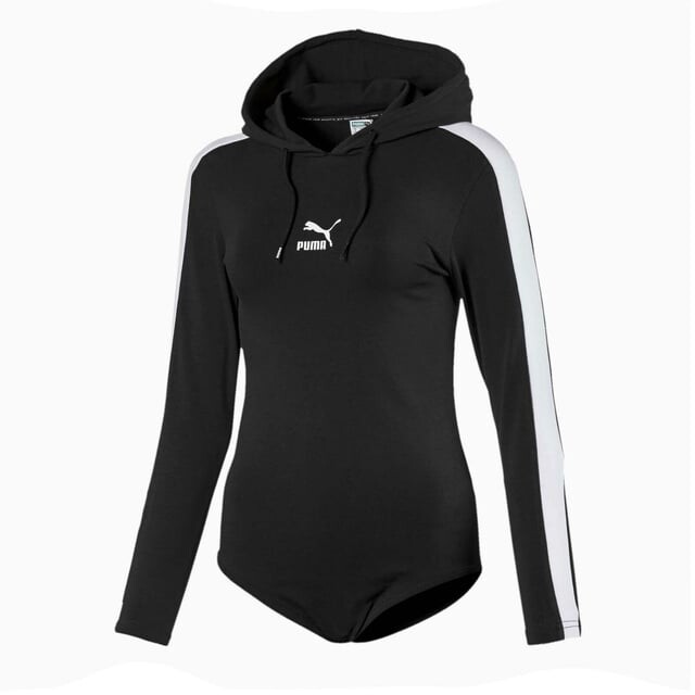 Женское боди Classics с капюшоном и длинными рукавами 596709 01 Puma, черный