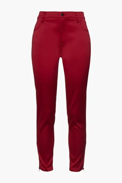 Укороченные атласные брюки-скинни Alana J Brand, бордовый
