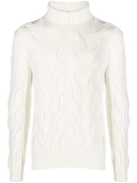 Barba cable-knit roll-neck jumper, белый