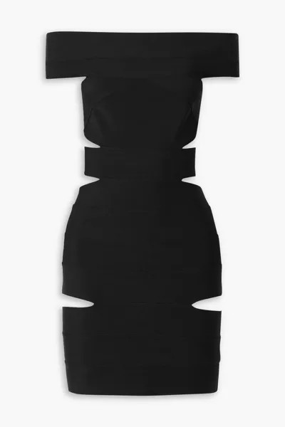 Платье мини эластичной вязки с вырезом на плечах ALEXANDRE VAUTHIER, черный