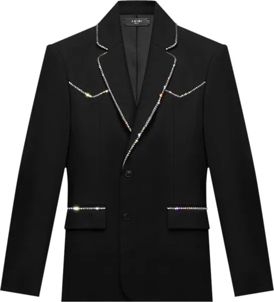 Куртка Amiri Crystal Trim Single Breast Jacket 'Black', черный