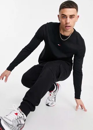 Черный зауженный бесшовный лонгслив с логотипом-флагом Tommy Hilfiger Performance