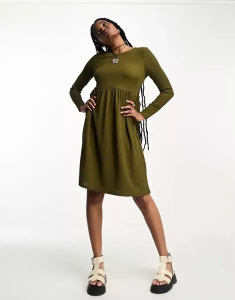 Темно-оливковое платье миди из джерси Vero Moda
