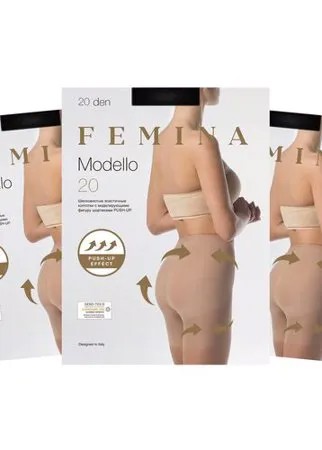 Женские колготки Femina, Modello 20 den PUSH-UP, набор 3 шт., черный, размер 4