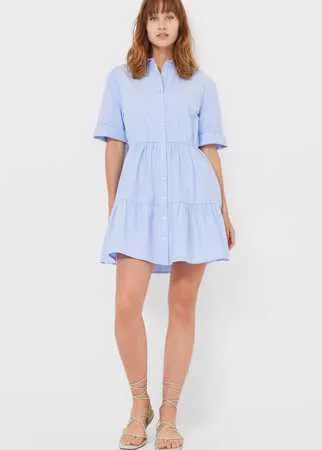 Stradivarius Короткое Платье-Рубашка Небесно-Голубой Xl
