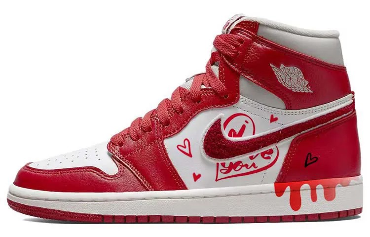 Кроссовки Air Jordan 1 Vintage Basketball Shoes Women's High-top White/red, красный