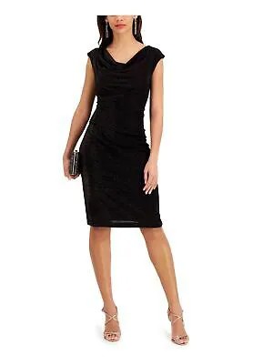 Женское черное платье-футляр с драпировкой и короткими рукавами CONNECTED APPAREL Petites 6P