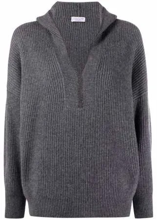 Brunello Cucinelli кашемировое худи в рубчик