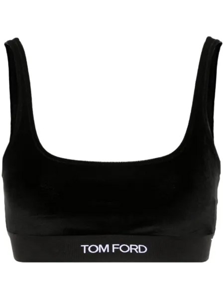 TOM FORD бархатный топ-бралетт с жаккардовым логотипом, черный
