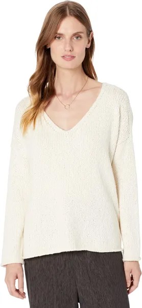 Пуловер с V-образным вырезом Eileen Fisher, цвет Ecru