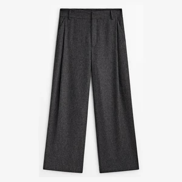 Брюки Massimo Dutti Pinstripe Flannel With Darts Co-ord, серый