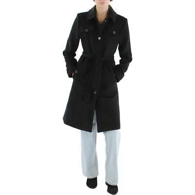 Karl Lagerfeld Paris Женский черный шерстяной длинный плащ Верхняя одежда S BHFO 3095