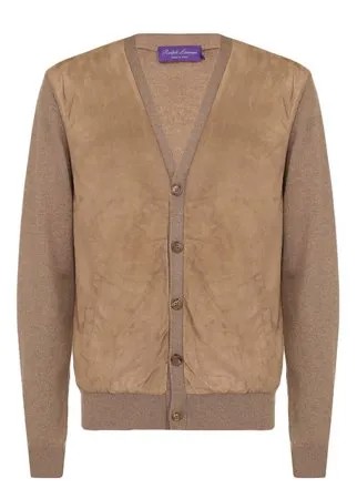 Кашемировый кардиган с отделкой из натуральной замши Ralph Lauren