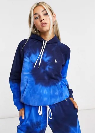 Худи синего цвета со спиральным принтом тай-дай от комплекта Polo Ralph Lauren-Голубой