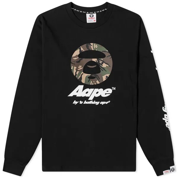 Футболка Aape New Face Long Sleeve, черный