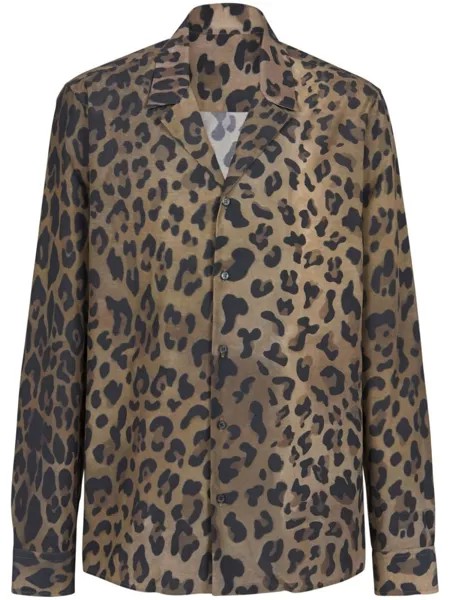 Balmain leopard-print shirt, коричневый