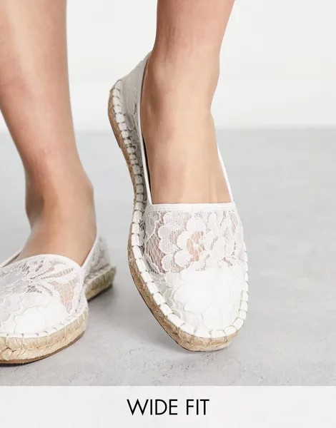 Белые кружевные эспадрильи с широким носком ASOS DESIGN Joy