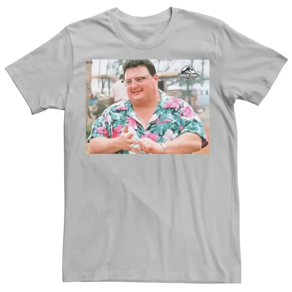 Мужская футболка с рисунком «Парк Юрского периода» Dennis Nedry Licensed Character, серебристый