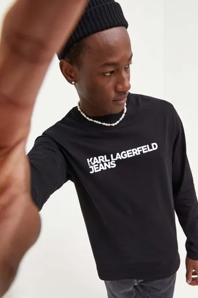 Лонгслив из хлопка Karl Lagerfeld Jeans, черный