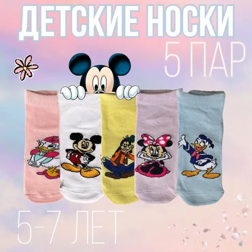 Носки GMG 5 пар, размер 24-30, белый, фиолетовый