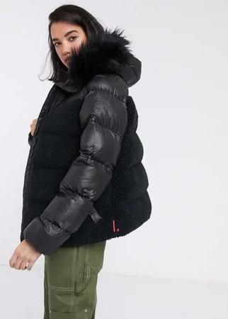 Oversize-куртка с капюшоном и искусственным мехом Hunter Original-Черный