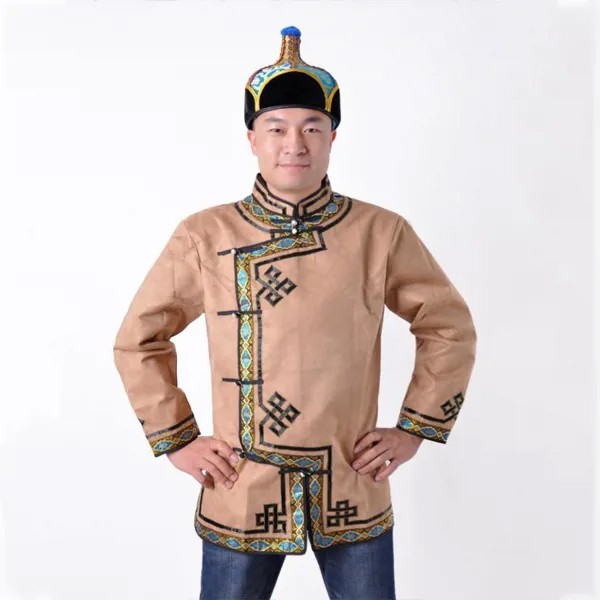 Традиционная монгольская одежда, мужские топы, осенний костюм Тан с длинным рукавом, куртка с воротником-стойкой, одежда для гостиной в стиле пастбища, Азиатский костюм