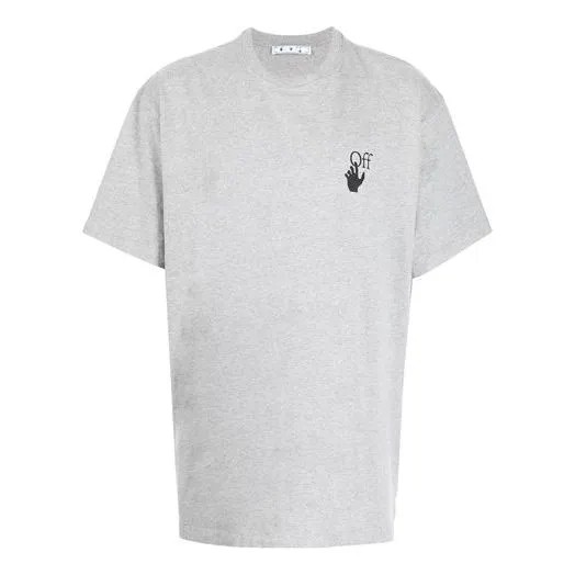 Футболка Men's OFF-WHITE FW21 Logo Printing Round Neck Pullover Short Sleeve Loose Fit Gray T-Shirt, серый