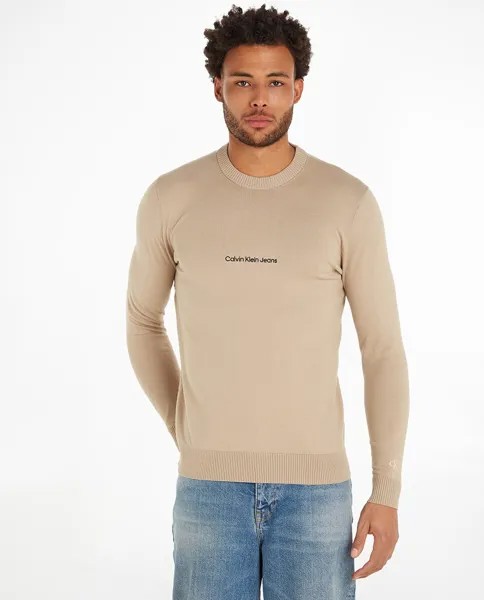 Мужской свитер с круглым вырезом Calvin Klein Jeans, бежевый