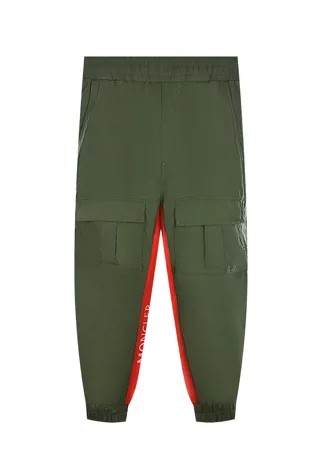 Зеленые спортивные брюки с накладными карманами Moncler детские