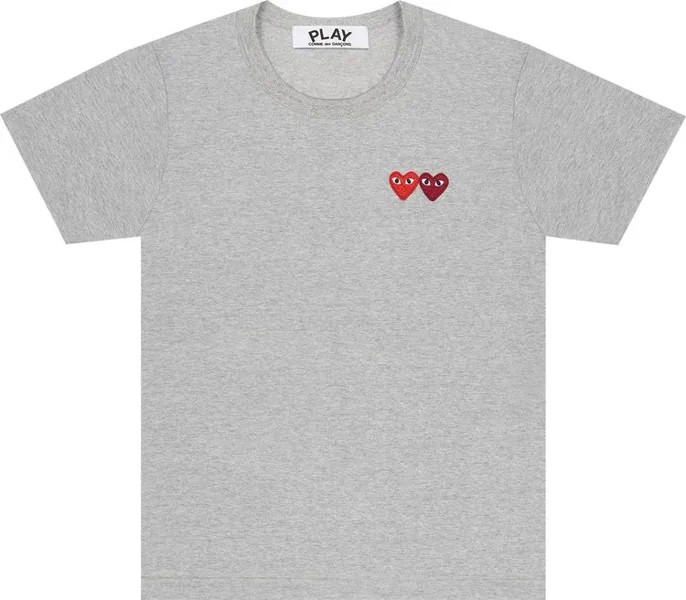 Футболка Comme des Garçons PLAY Double Heart T-Shirt 'Grey', серый