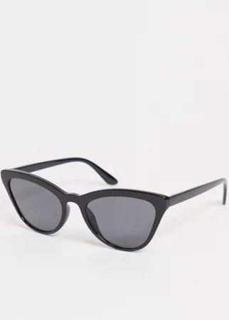 Солнцезащитные очки «кошачий глаз» в черной крупной оправе Monki Vega-Черный цвет
