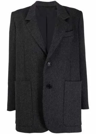 AMI Paris однобортное пальто с узором в елочку
