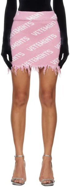 Розовая мини-юбка с монограммой Vetements