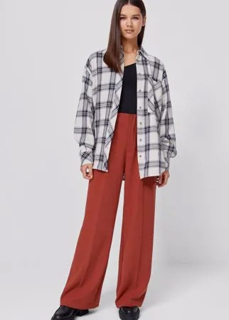 Stradivarius Рубашка В Клетку Цвет Небеленого Полотна Xs
