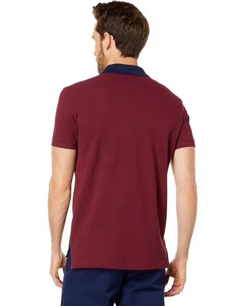 Рубашка U.S. POLO ASSN. Slim Fit Color-Block Sash Pique Knit Shirt, цвет Maroon Banner