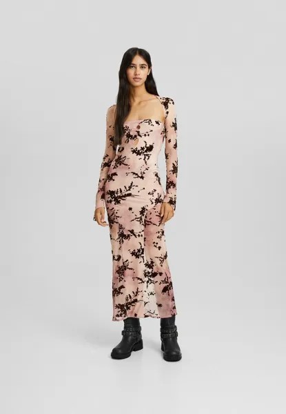 Коктейльное платье Bershka, светло-коричневый