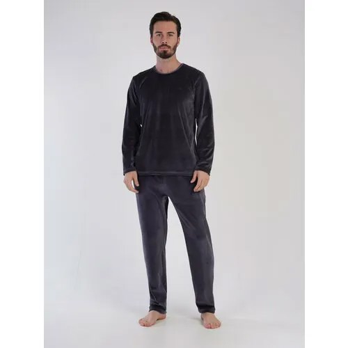 Комплект Vienetta, лонгслив, брюки, размер XL, серый