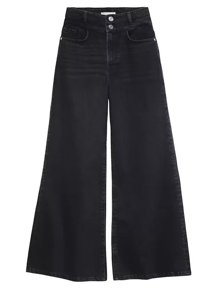 Укороченные широкие джинсы с двойным поясом Frame, цвет inkblot