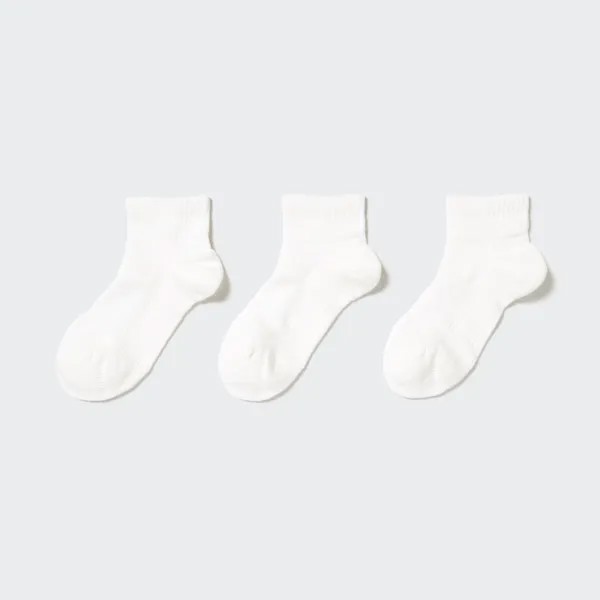 Носки короткие (3 пары, спортивные, ворсовые) UNIQLO, белый